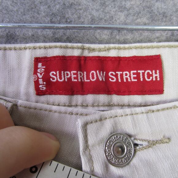 Levis 518 Superlow Stretch Jeans Womens 7 Medium Beige Boot Cut Y2K Retro Denim - Picture 3 of 11